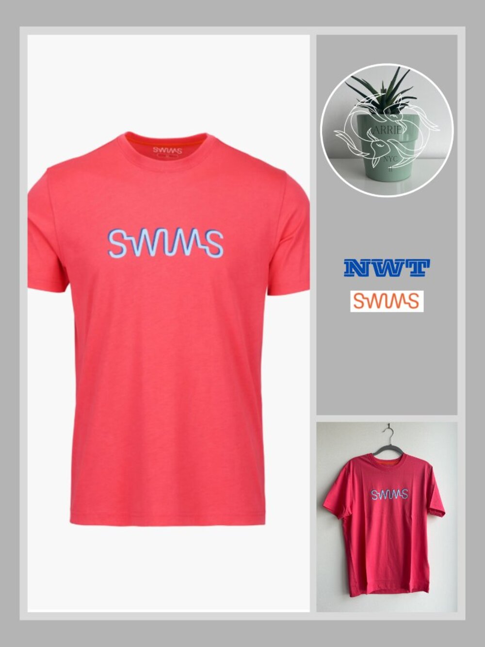 SWIMS - Men's Ravello Graphic T Shirt - Campari Pink (M)
